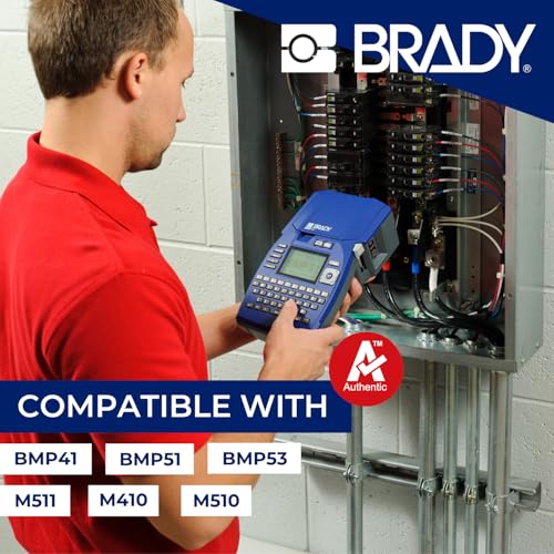 Brady Authentic (M4-48-498) Repositionable Multi-Purpose Vinyl Cloth Labels 0.75" H x 1" W Black on White, 180 Labels. for use with The BMP41, BMP51, and M511 Label Printers