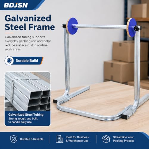 BDJSN Floor Standing Bubble Wrap Dispenser, Galvanized Steel Packing Roll Holder with Side Guides, Quick-Change Clip, 64 Cm High, 6 Width Options for Warehouse Shipping and Moving Supplies 30cm