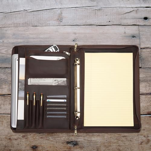 Geslun Leather 3 Ring Portfolio for 8.5 x 14" Pad and 15" Laptop