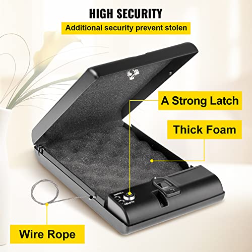 KEhtu Portable Mini Safe, Portable Biometric Pistol Safe Secret Vault Safe, Quick 2 Ways Entry for Pistols, Ammo, Passport, Cash, Credit Cards, Watches, Jewelry, Etc.