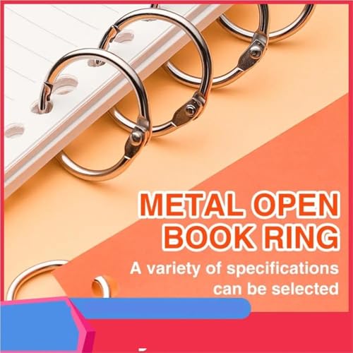 Binder Rings 50Pcs 32-80mm Assorted Sizes Metal Loose Leaf Book Binder Rings for Diary Scrapbooks Albums Flashcards Curtain Documents(80mm)