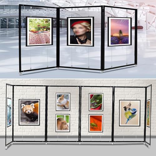 Movable Folding Display Rack For Painting Exhibition, Multi-fold Poster Stand, Publicity Work Shelf, Calligraphy Poster Holder, Commercial Trade Marketing Displays Board(1pcs,60x150cm/23.6x59in)