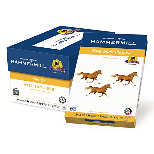 Hammermill Printer Paper, Fore Multipurpose 24 lb Copy Paper, 11 x 17-96 Bright, Made in the USA, 102848R - 1 Ream (500 Sheets)