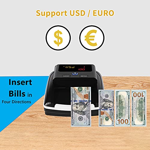 Portable Counterfeit Banknote Detector LCD Display Fast Counting