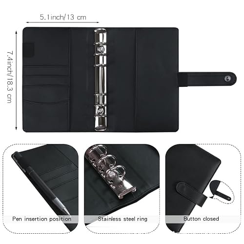 7MCCVAZXX A6 Crocodile PU Leather Notebook Binder Budget Planner Organizer with 6 Ring Cover Pockets and 12 Pieces Expense Sheets (Color : F, Size : 13 * 18.3cm) (E 13 * 18.3cm)