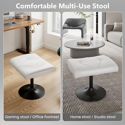 VECELO Office Foot Rest Under Desk Ottoman, Height Adjustable, White