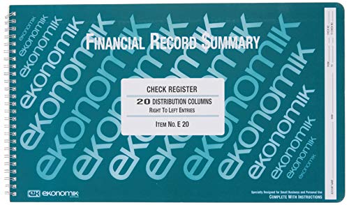 Ekonomik E20 Wirebound Check Register Accounting System, 8 3/4 x 14 3/4, 40 Pages - Set of 2, 2 Set - Green;white