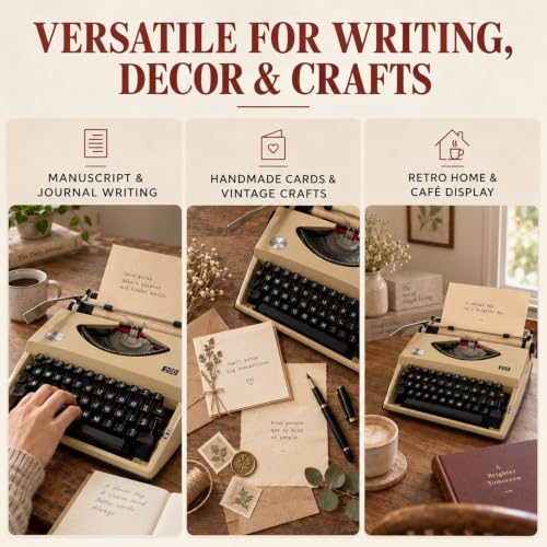 Manual Typewriter with Ribbon, Mechanical Retro Portable Typing Machine, Classic Vintage Decor for Home & Office, Classic Old-Fashioned Typewriter for Writers, Notes, Letters&Creative Writing Projects