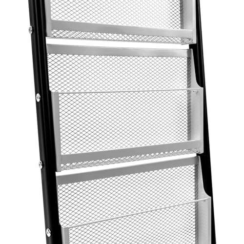 NEATOOM Floor Standing Magazine Rack, 6-Layer Brochure Display Stand with Wheels, Movable Catalog Literature Holder for Conference Room, Library, Office