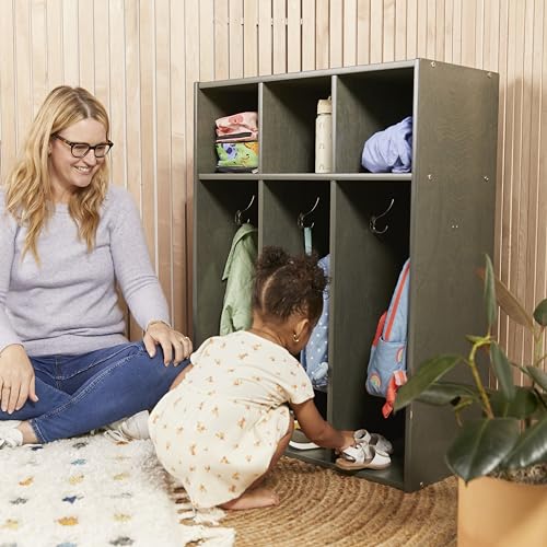 ECR4Kids Streamline 3-Section Toddler Coat Locker with Cubby Storage, Kids Furniture, Grey Wash