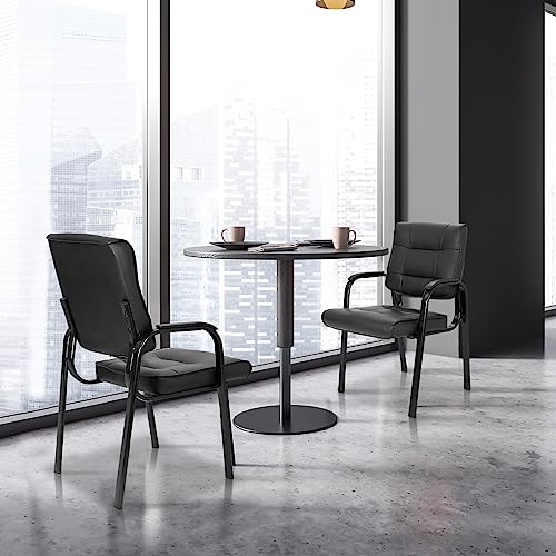 SUPER DEAL Office Guest Chair Bonded Leather Executive Side Chair Reception Chair with Solid Metal Frame Home Office Furniture