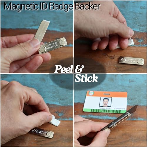 Bulk 100 Pack - Super Strong Magnetic ID Badge Holder Name Tag Backing Attachment with Sticky Adhesive - Magnetic Backs for Name Badges - Easy Attachment to Clothes, Uniforms, by Specialist ID