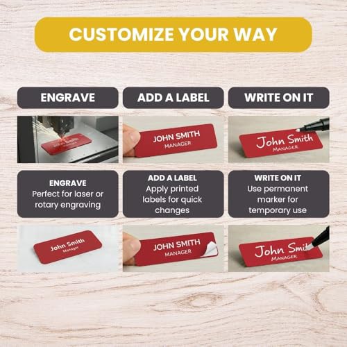 Name Tag/Badge Blanks - 100 Pack - 1" X 3" (Red) Round Corners, Magnetic Backing