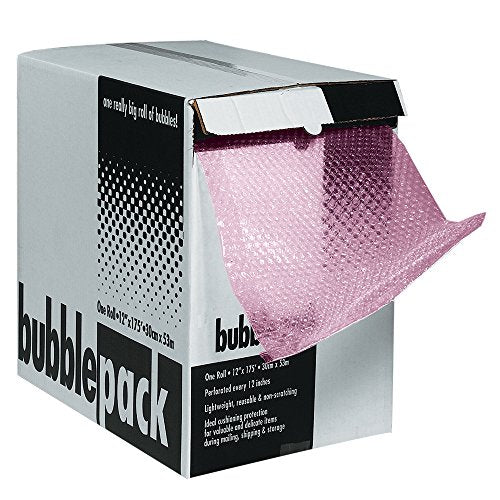Aviditi Polyethylene Anti-Static Bubble Dispenser Pack, 50' L x 24" W, 1/2" Thick, Pink (BD1224AS)