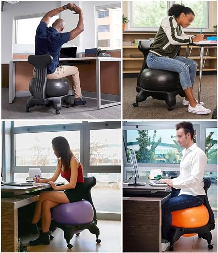 YXCUSAM Office Desk Yoga Ball Chair, Back Pain Relief & Good Sitting Office Desk Yoga Ball Chair, for Home and Office Exercise Balance Ball