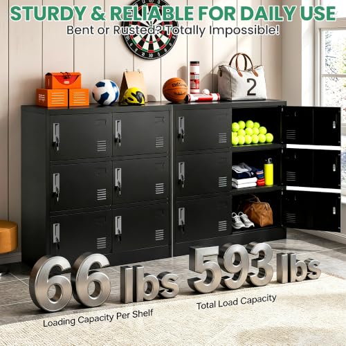 VIYET Employee Storage Locker,6 Door Storage Locker,Metal Locker for Employees Office Steel Gym Lockers with Card Slot,Office Storage Lockers for Home,School(Black)