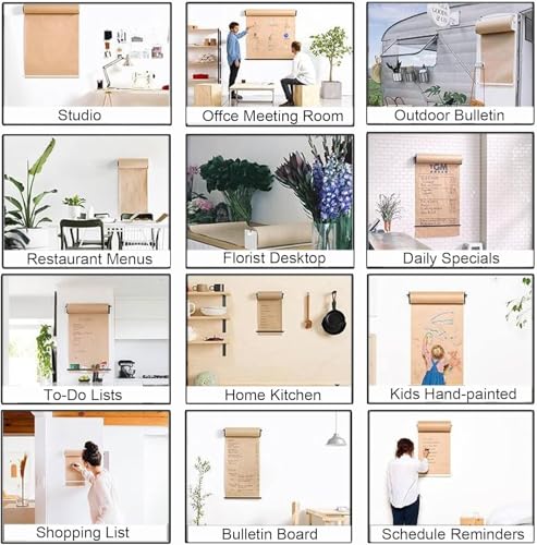LBAawxe Bulletin Board Paper Wall Mounted Kraft Paper Dispenser and Cutter，for Bedroom/Play Room/Studio/Cafe Bar/Office，15 27 40 Inch Wide for Craft Poster Art Paper Roll Christmas Bouquet(70cm/27.5in