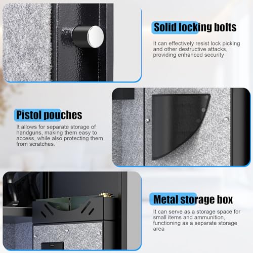 Pacriond 54'' Gun Safe, 3-5 Gun Safe for Rifle and Pistols, Quick Access Biometric Gun Cabinet with Dual Alarm and Mute Function, Fingerprint Rifle Safe with Removable Shelf and Backlit Keypad