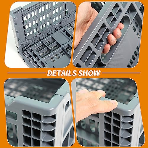 Generic Collapsible Storage Crate, 52 Liter Heavy Duty Plastic Storage Box, Milk Crates Heavy Duty Transit Storage, Gray (2)