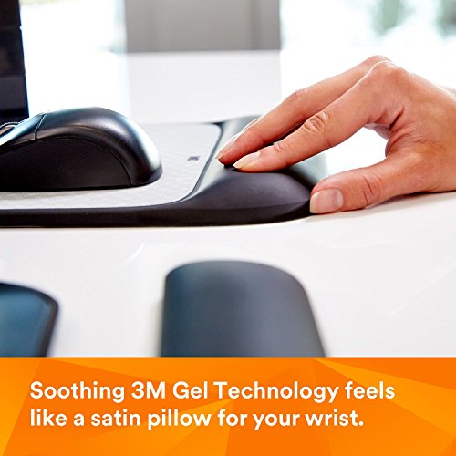 3M Precise Mouse Pad with Gel Wrist Rest, 8.4 in x 8.8 in, Black
