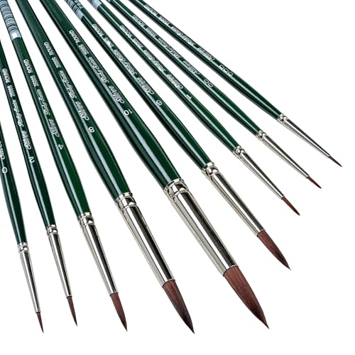 Silver Brush Limited Ruby Satin Short Handle Rounds Paintbrush Set, 9pc