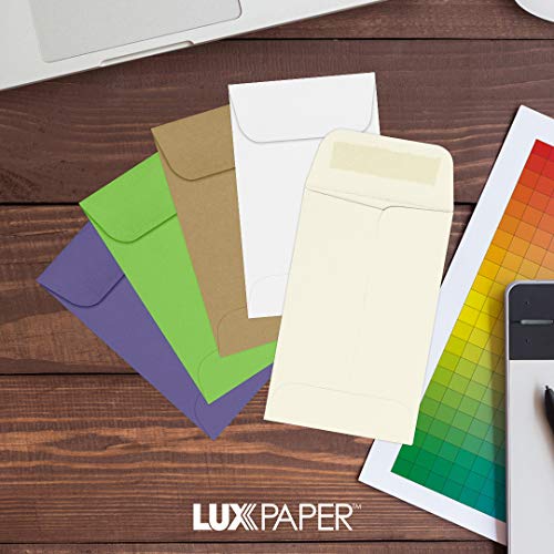 LUXPaper #1 Coin Envelopes in 80 lb. Pool, Envelopes for Coin Collections, Garden Seeds, Stamps, and More, w/Moistenable Glue, 1000 Pack, Envelope Size 2 1/4 x 3 1/2 (Natural)