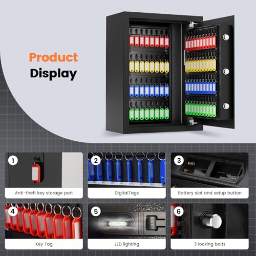 XDeer 172 Key Lock Box Wall Mount with Code & WiFi, Combination Lockbox