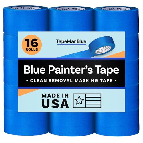 Blue Painters Tape 3 inch x 60 Yards - Case of 16 Rolls, Made in America, Clean Removal, UV-Resistant Blue Painters Masking Tape in Bulk (3" x 180')