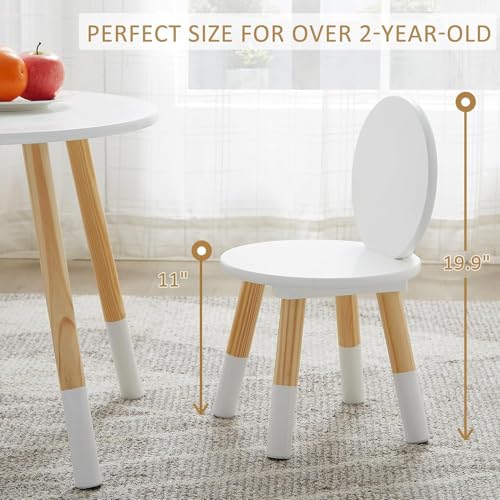VECELO Activity Table and 2 Chair Set, Durable Playroom Furniture, Modern Minimalist Design, Easy Assembly, Cloud White