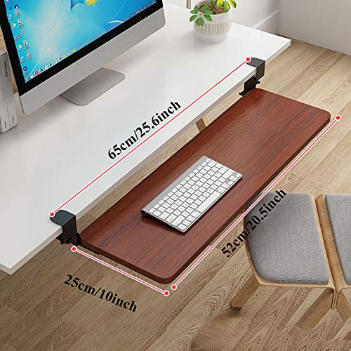 ACXZ Keyboard Tray Under Desk Sliding with C Clamp Mount System, Slide-Out Platform Computer Keyboard Drawer, for Typing, No Drilling(52cm×25cm, 65cm×25cm, 75cm×25cm)