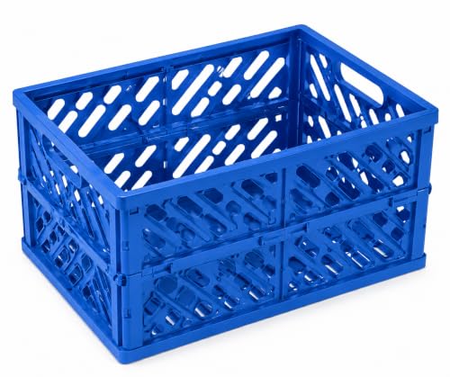 Pyelvornaxqut Plastic Folding Storage Crate, Blue