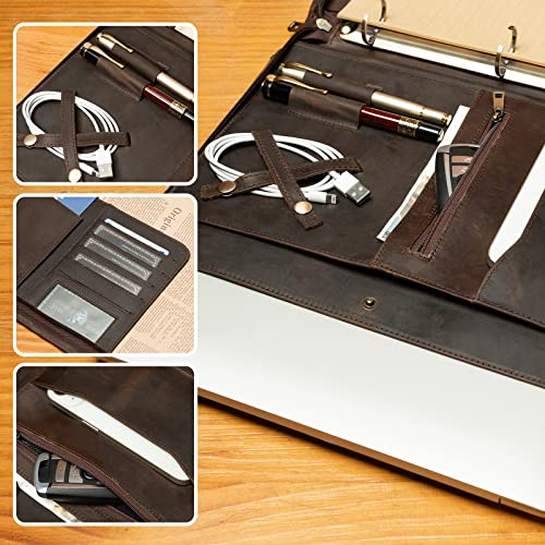 YIWEN Personalized Leather Portfolio 3 Ring Binder for 8.5 x 11 Notepad