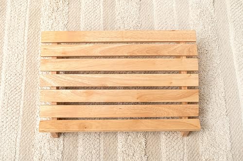 PaletteLife Wooden Footrest, D11.42 xW17.72 xH4.93 (29x45x12.5cm), 1x1.5 ft, Medium, Natural Ashwood, Ergonomic Design