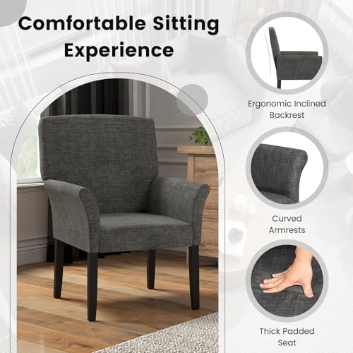 GIANTEX Office Waiting Room Chairs, Fabric Executive Guest Chair, Upholstered Reception Chair with Padded Arms, Backrest, Wood Legs, Guest Chairs for Meeting Room, Conference Room Chairs