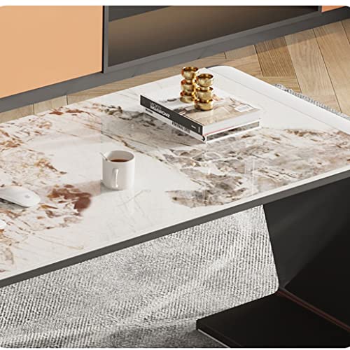 LINKIO Home Office Desks Orange Slate Desk Floor Mount Home Writing Desk Modern Desk 70 to 86 Inch Main Cabinet with 3 Drawers and Hidden Desktop Computer Computer Table Desk(A,180cm)