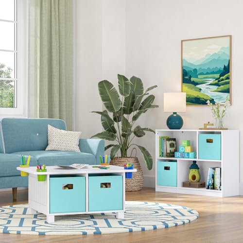 RiverRidge Kids Activity Table with Storage Cubbies, Cups and 2 Olive Bins