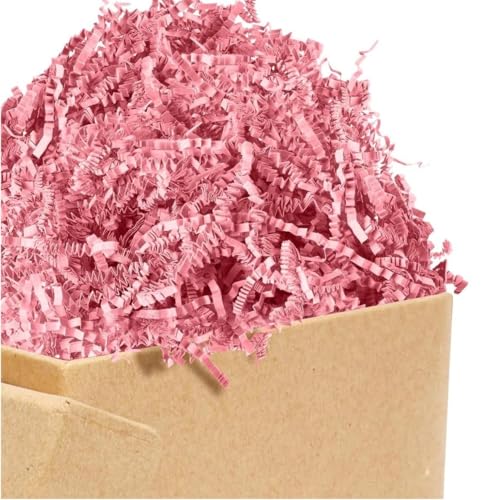 HongJP Shredded gift filler Shredded Paper For Gift Baskets, 300g Pink Crinkle Paper Filler, Crinkle Cut Paper Shred