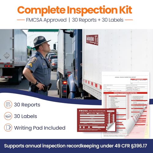 Annual Vehicle Inspection Record Kit, 30 Sets, NCR Forms and Red Labels
