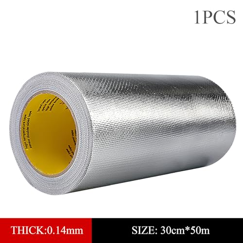 Shiketong Heavy Duty Aluminum Foil Tape - 50M Long, 0.14/0.15Mm Thick, Waterproof Duct Tape,1pcs(30cmx50mx0.14mm)