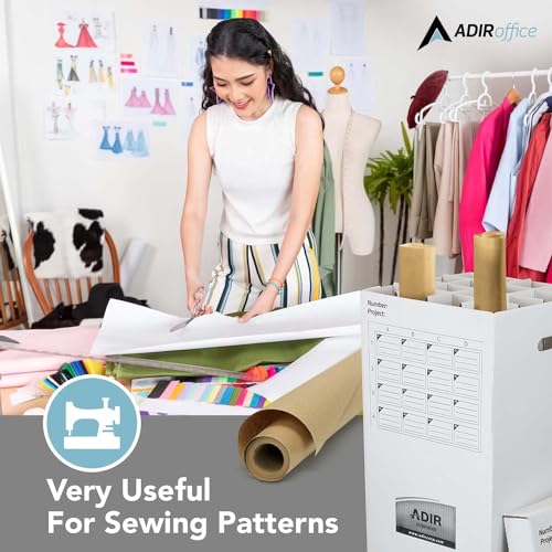 Adir 2 Pack of Cardboard Roll File Storage Organizer - Vertical File Sorter - Blueprint, Poster, Plans, Gift Wrap, And Map Holder Station-16 Slots (for Rolls up to 37 Inches Long)