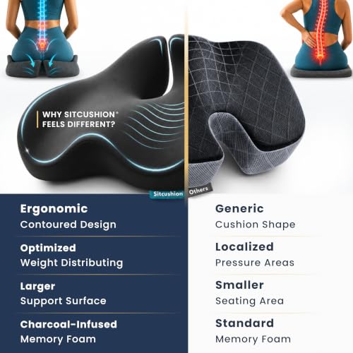 Ergo Office Chair Cushion for Back Pain, Sciatica, Tailbone Pain Relief