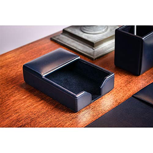 Dacasso Navy Blue Bonded Leather 4" x 6" Memo Holder