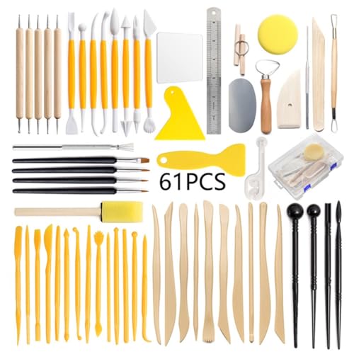QVEZPRYX Clay Tools 61 Sets Stone Plastic Carving Point Drill Pen Acrylic Clear Board Scraper