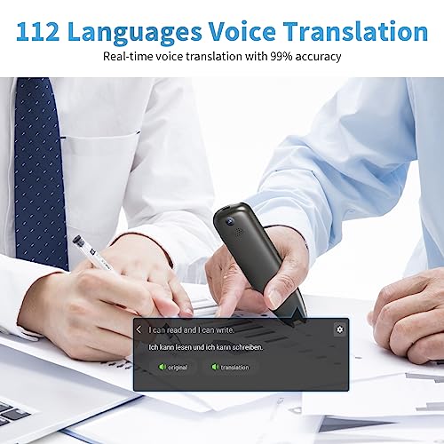 Scan Reading Pen, Text to Speech Device for Dyslexia OCR Digital Highlighter Reader Pen 112 Languages Translator Device Portable Offline Online Pen Scanner for Learning Meetings Travel