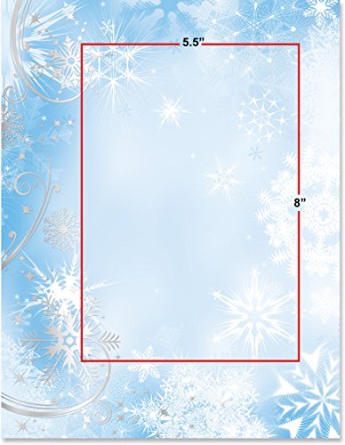 Winter Blue Snowflake Elegance Christmas Holiday Paper, 100 sheets