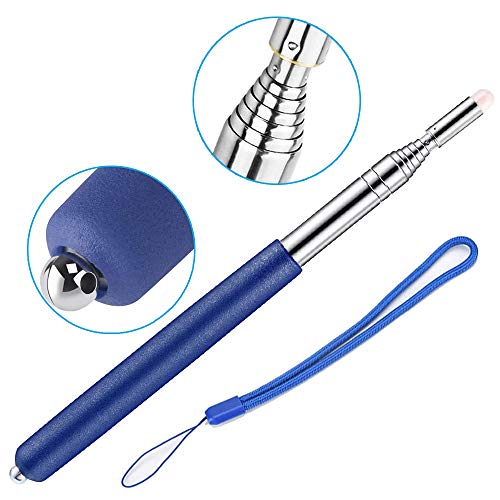 Telescopic Pointer Stick with Hand Lanyard, Teacher Pointer for Classroom, Presentation Pointers for teachers, Hand Pointer Extendable Pointer Stick Retractable Pointer Pen Whiteboard Pointer (2 Blue)