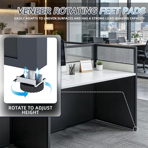 Ceridwen Office Cubicle Desk, 2 Person Workstation with Privacy Panels & Cable Management, Sturdy Computer Table for Home Office & Commercial Use
