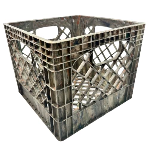 Mirapet Milk Crate, Stackable Plastic Storage Bin, Camo, 16 Qt, 4-Pack