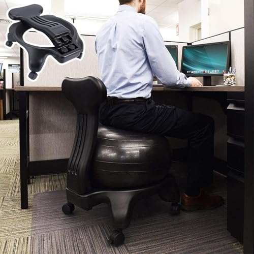 JAVPTAV Ergonomic Balance Ball Chair Rolling Stool, Office Desk Exercise Ball Chair with Brakeable Wheels, Realigns Curved Spines and Relieve Back Pain