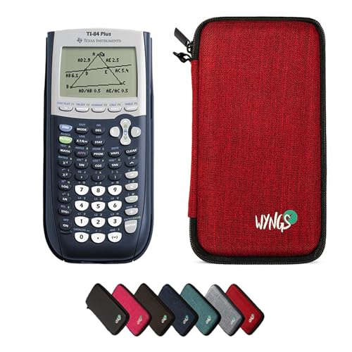 Texas Instruments TI-84 Plus Graphing Calculator with WYNGS Protective Case Red